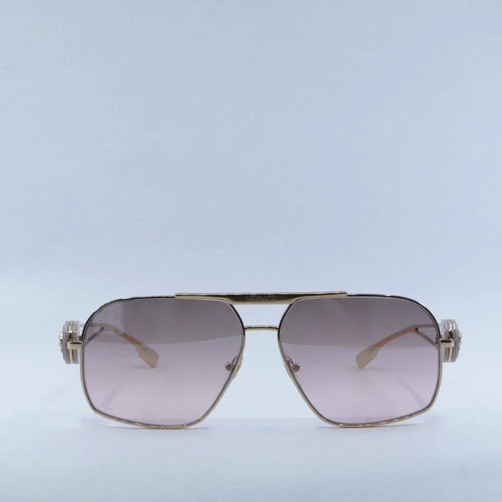 Versace VE2269 10027E Sunglasses Gold Geometric Frame, Pink Mirror Lenses - Picture 2 of 14